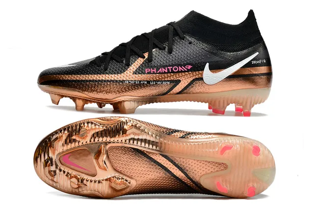 Nike Phantom GT Noir Or Col Tricoté Lacets Asymétriques Soles Pour Sol Ferme Chaussures de Football 2
