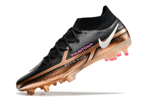 Nike Phantom GT Noir Or Col Tricoté Lacets Asymétriques Soles Pour Sol Ferme Chaussures de Football 4
