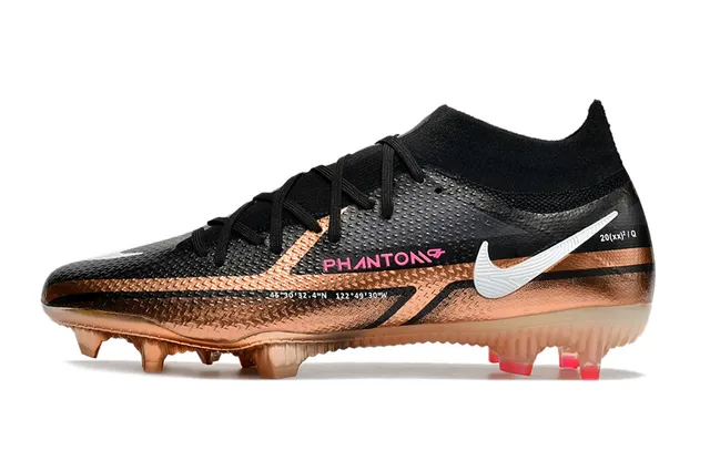 Nike Phantom GT Noir Or Col Tricoté Lacets Asymétriques Soles Pour Sol Ferme Chaussures de Football 5