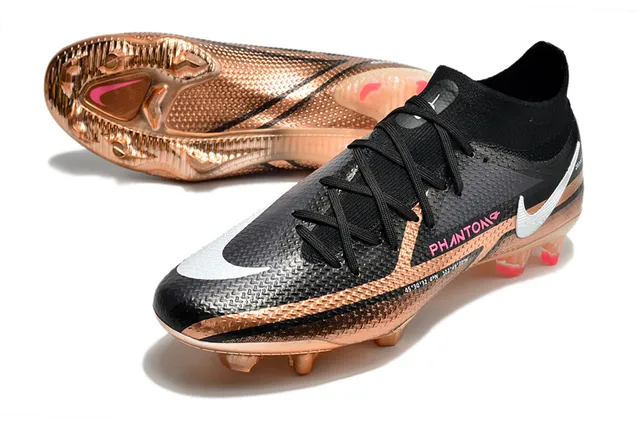 Nike Phantom GT Noir Or Col Tricoté Lacets Asymétriques Soles Pour Sol Ferme Chaussures de Football 6