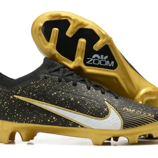 Nike Phantom GT Black Gold White Swoosh Overlay Molded Outsole Firm-Ground Soccer Shoes