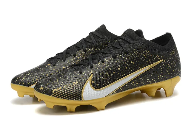 Nike Phantom GT Black Gold White Swoosh Overlay Molded Outsole Firm-Ground Soccer Shoes 8