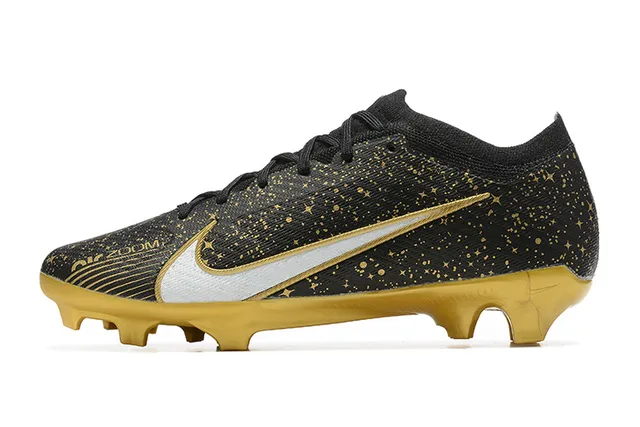 Nike Phantom GT Black Gold White Swoosh Overlay Molded Outsole Firm-Ground Soccer Shoes 10