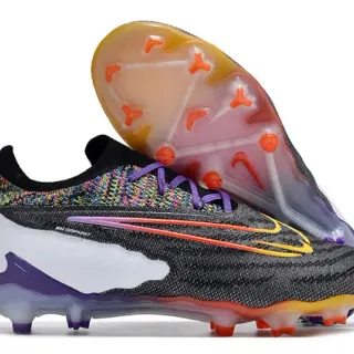 Nike Phantom GT Black Multicolor Knitted Upper Asymmetric Lacing Firm-Ground Soccer Shoes