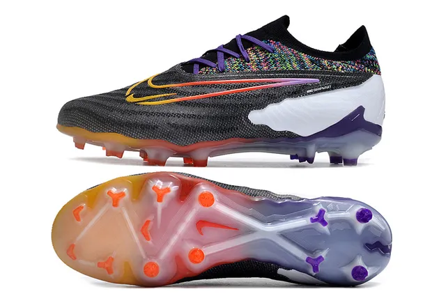 Nike Phantom GT Black Multicolor Knitted Upper Asymmetric Lacing Firm-Ground Soccer Shoes 5