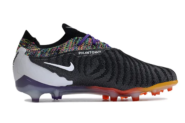 Nike Phantom GT Black Multicolor Knitted Upper Asymmetric Lacing Firm-Ground Soccer Shoes 7