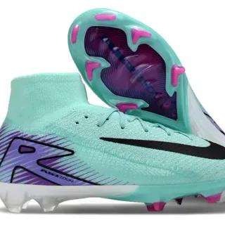 Nike Phantom GT Blue Purple High-Cut Flyknit Upper Integrated Sock Collar Firm-Ground Soccer Shoes