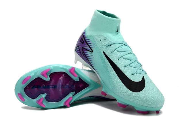 Nike Phantom GT Blue Purple High-Cut Flyknit Upper Integrated Sock Collar Firm-Ground Soccer Shoes 4