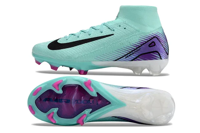 Nike Phantom GT Blue Purple High-Cut Flyknit Upper Integrated Sock Collar Firm-Ground Soccer Shoes 6