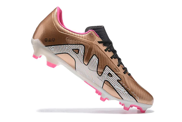 Nike Phantom GT Gold Pink Metallic Synthetic Upper Bright Accent Studs Firm-Ground Soccer Shoes 3