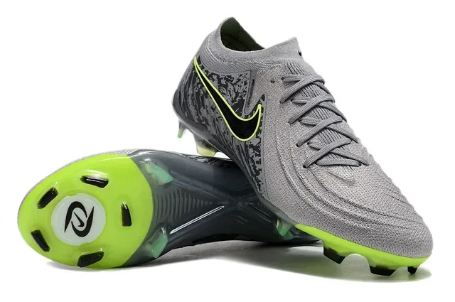 Nike Phantom GT Cinza Preto Camo Verde Neon Sapatos de Futebol para gramado firme 2