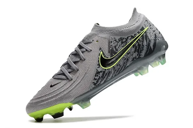 Nike Phantom GT Cinza Preto Camo Verde Neon Sapatos de Futebol para gramado firme 3