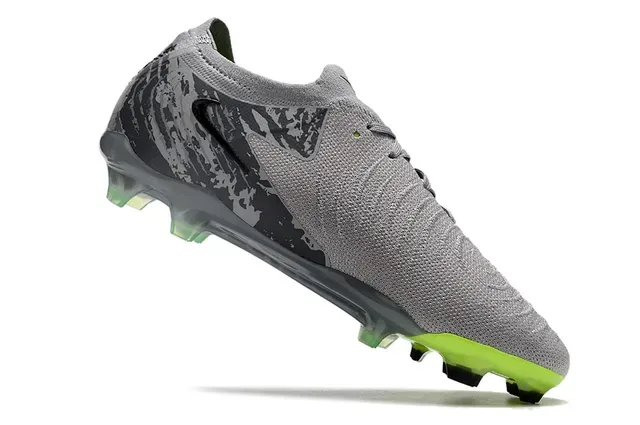 Nike Phantom GT Cinza Preto Camo Verde Neon Sapatos de Futebol para gramado firme 4