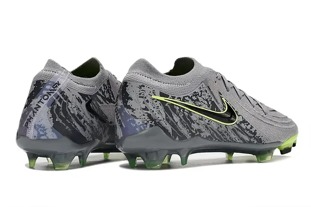 Nike Phantom GT Cinza Preto Camo Verde Neon Sapatos de Futebol para gramado firme 5