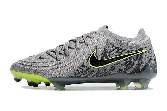Nike Phantom GT Cinza Preto Camo Verde Neon Sapatos de Futebol para gramado firme 7