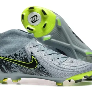 Nike Phantom GT Gray Green High-Cut Sock-Fit Collar Firm-Ground Soccer Shoes