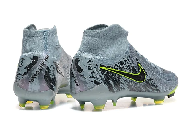 Nike Phantom GT Gray Green High-Cut Sock-Fit Collar Firm-Ground Soccer Shoes 2