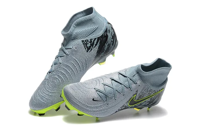 Nike Phantom GT Gray Green High-Cut Sock-Fit Collar Firm-Ground Soccer Shoes 3