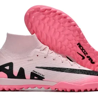 Nike Phantom GT Pink Black Flyknit Upper High-Cut Sock Collar Turf Soccer Shoes