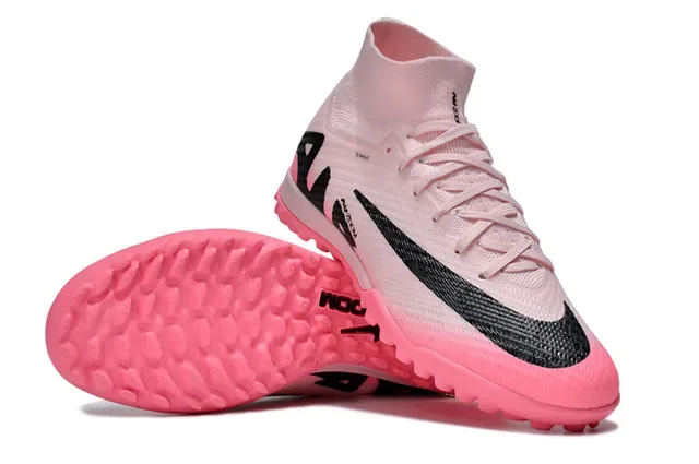 Nike Phantom GT Pink Black Flyknit Upper High-Cut Sock Collar Turf Soccer Shoes 2