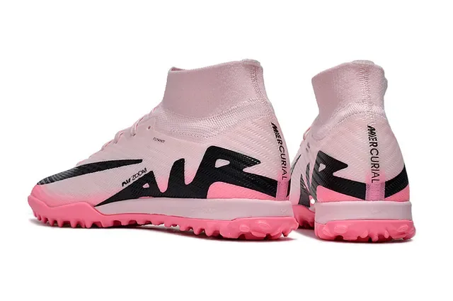 Nike Phantom GT Pink Black Flyknit Upper High-Cut Sock Collar Turf Soccer Shoes 4