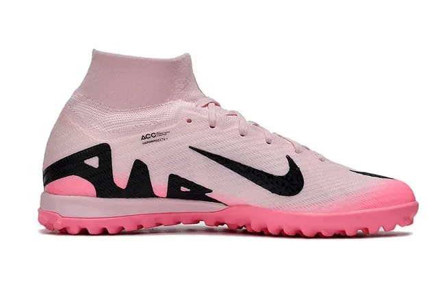 Nike Phantom GT Pink Black Flyknit Upper High-Cut Sock Collar Turf Soccer Shoes 5