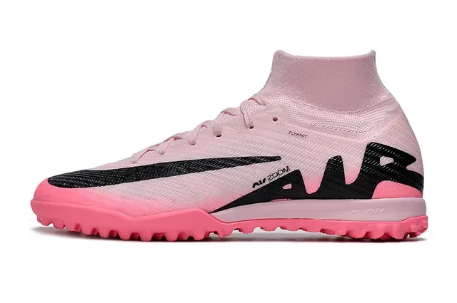 Nike Phantom GT Pink Black Flyknit Upper High-Cut Sock Collar Turf Soccer Shoes 6