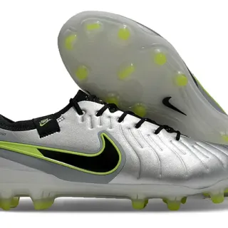Nike Phantom GT Silver Green Metallic Synthetic Upper Black Swoosh Overlay Firm-Ground Soccer Shoes