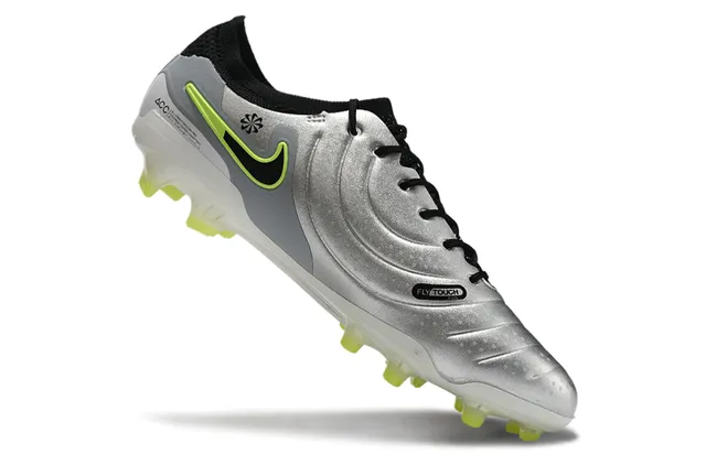 Nike Phantom GT Silver Green Metallic Synthetic Upper Black Swoosh Overlay Firm-Ground Soccer Shoes 2