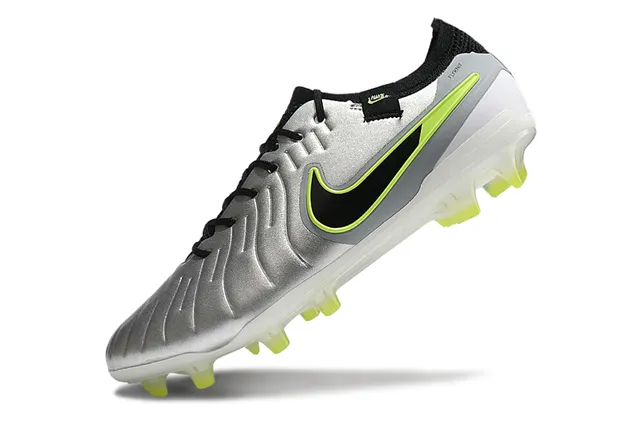 Nike Phantom GT Silver Green Metallic Synthetic Upper Black Swoosh Overlay Firm-Ground Soccer Shoes 3