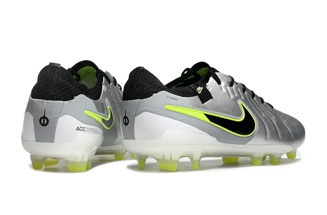 Nike Phantom GT Silver Green Metallic Synthetic Upper Black Swoosh Overlay Firm-Ground Soccer Shoes 5