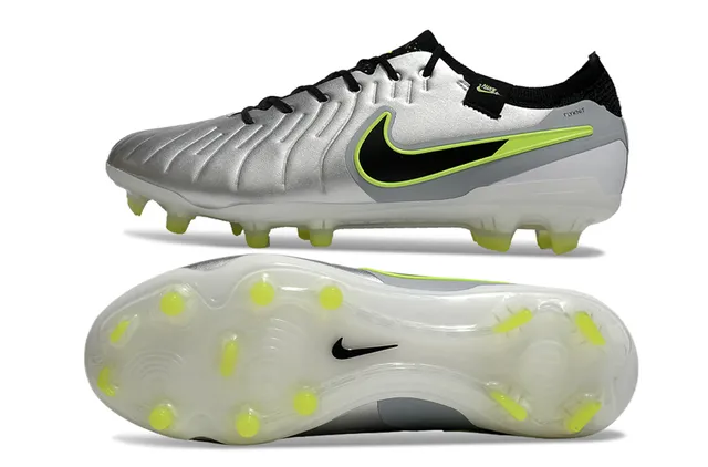 Nike Phantom GT Silver Green Metallic Synthetic Upper Black Swoosh Overlay Firm-Ground Soccer Shoes 6