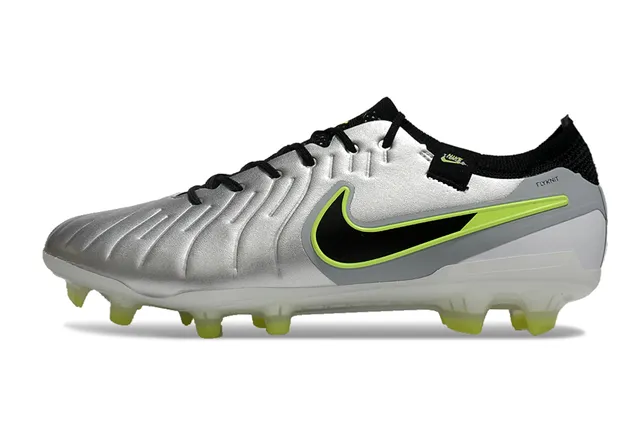 Nike Phantom GT Silver Green Metallic Synthetic Upper Black Swoosh Overlay Firm-Ground Soccer Shoes 7