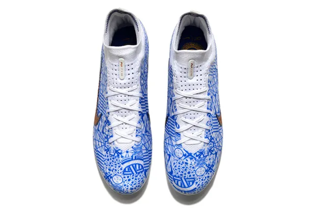 Nike Phantom GT White Blue High-Cut Sock-Fit Collar Firm-Ground Soccer Shoes 2