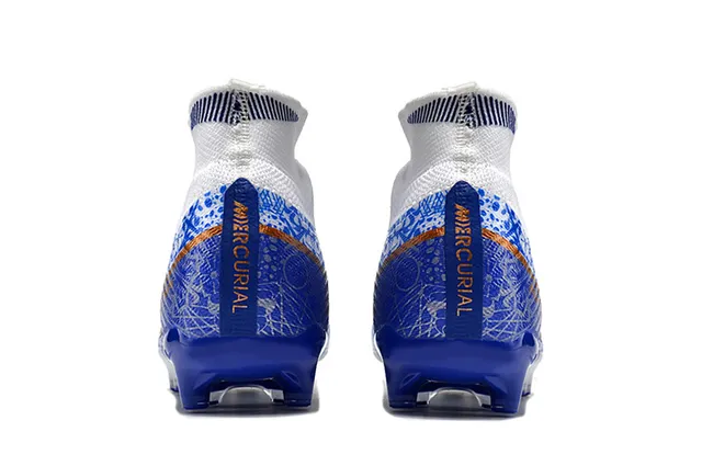 Nike Phantom GT White Blue High-Cut Sock-Fit Collar Firm-Ground Soccer Shoes 4