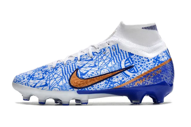 Nike Phantom GT White Blue High-Cut Sock-Fit Collar Firm-Ground Soccer Shoes 8