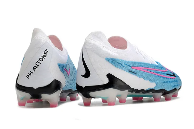 Nike Phantom GT White Blue Knitted Upper Asymmetric Pink Swoosh Firm-Ground Soccer Shoes 5