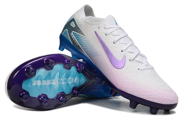 Nike Phantom GT White Purple Knit Upper Air Zoom Cushioning Firm-Ground Soccer Shoes 3
