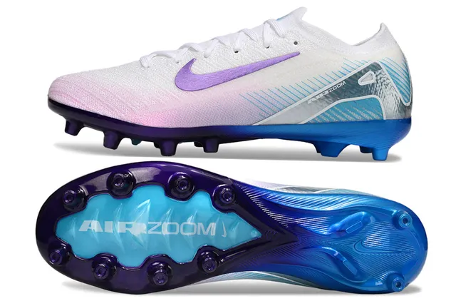 Nike Phantom GT White Purple Knit Upper Air Zoom Cushioning Firm-Ground Soccer Shoes 5