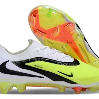 Nike Phantom GT أحذية كرة القدم أبيض وأصفر خياطة غير متماثل أسود أرض صلبة