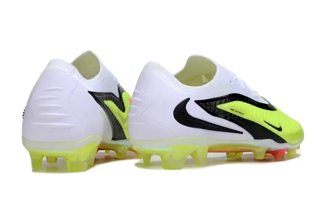 Nike Phantom GT أحذية كرة القدم أبيض وأصفر خياطة غير متماثل أسود أرض صلبة 5