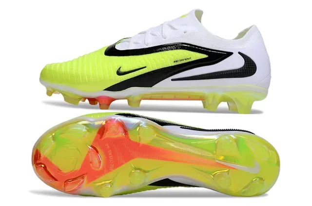 Nike Phantom GT أحذية كرة القدم أبيض وأصفر خياطة غير متماثل أسود أرض صلبة 6
