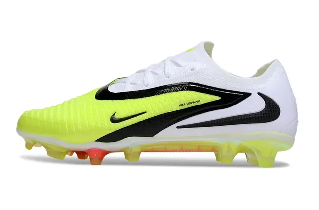 Nike Phantom GT أحذية كرة القدم أبيض وأصفر خياطة غير متماثل أسود أرض صلبة 7