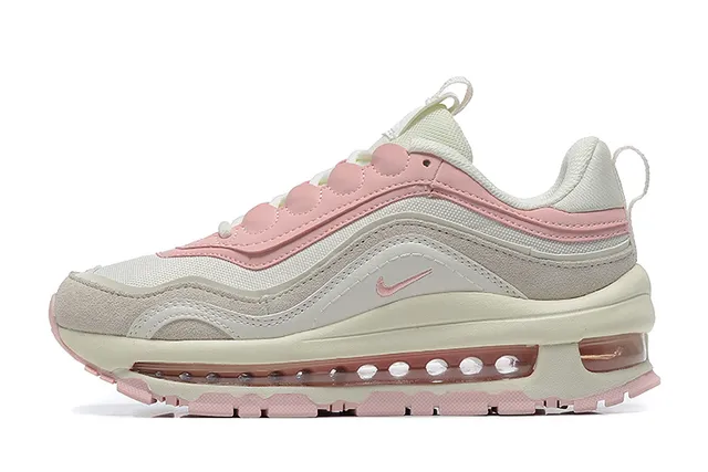 Nike Pink Beige Layered Synthetic Overlays Circular Padded Detailing Chunky Sneakers 2
