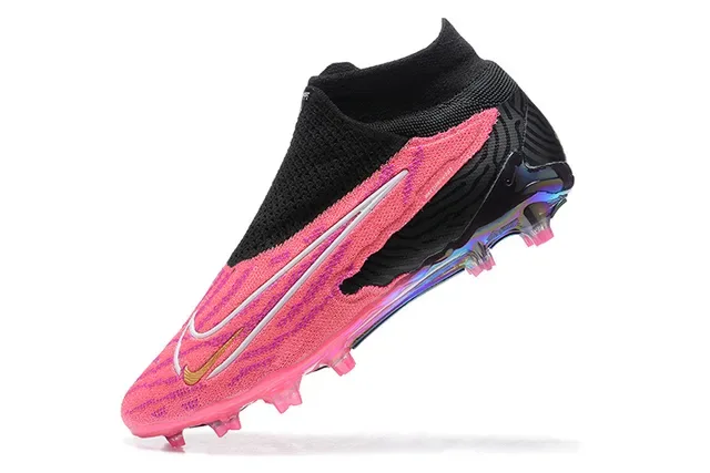 Nike Chaussures de Football Rose Noir Haut Ajustement Chaussettes Upper Translucide Iridescent Semelle Terrain Firme 4