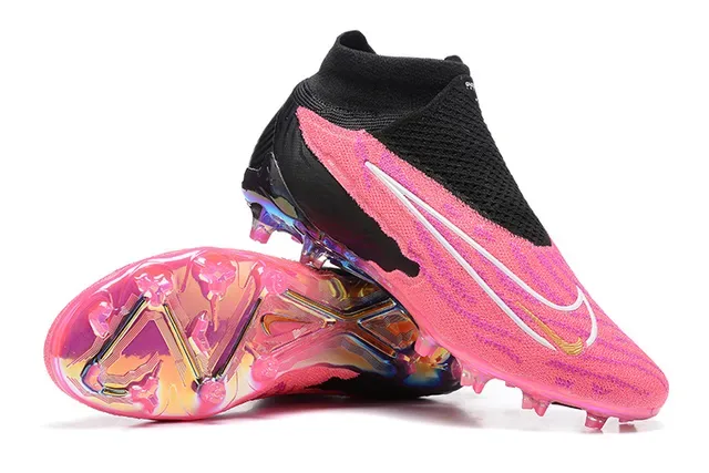 Nike Chaussures de Football Rose Noir Haut Ajustement Chaussettes Upper Translucide Iridescent Semelle Terrain Firme 6