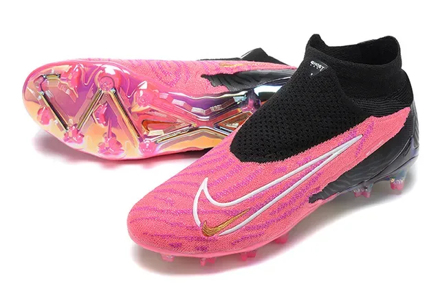 Nike Chaussures de Football Rose Noir Haut Ajustement Chaussettes Upper Translucide Iridescent Semelle Terrain Firme 7