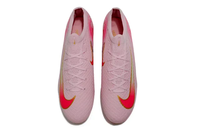 Nike Pink Gold Knit Upper Iridescent Heel Plate Firm-Ground Soccer Shoes 2