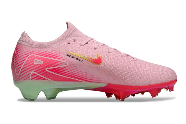 Nike Pink Gold Knit Upper Iridescent Heel Plate Firm-Ground Soccer Shoes 7