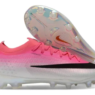 Nike Pink Transparent Low-Cut Knit Bootie Iridescent Soleplate Firm-Ground Soccer Shoes